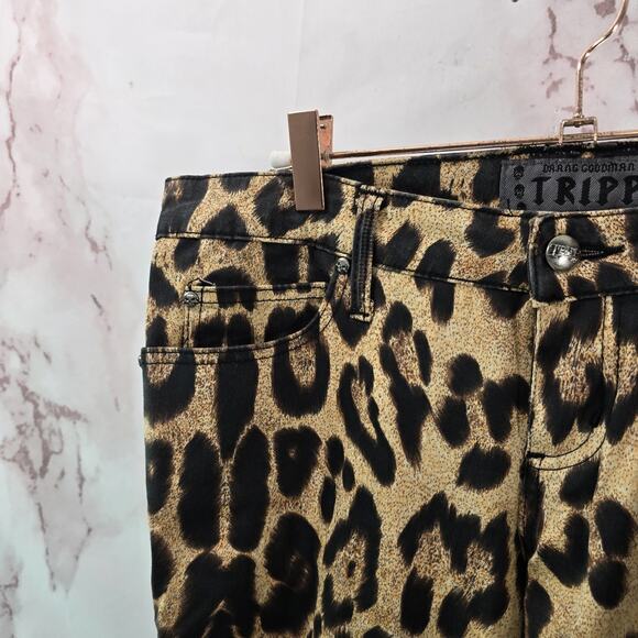 Tripp NYC Pants Womens 7 Leopard Cheetah Skinny Y2K Daang Goodman Goth Scene - Picture 2 of 12